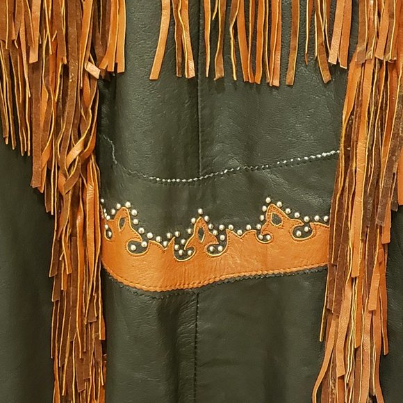 Vintage Fringe Leather Biker Jacket - XL - Picture 10 of 11